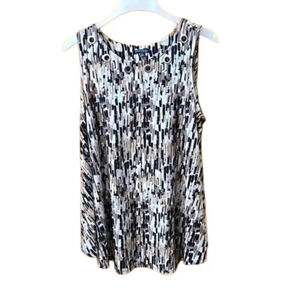 Ava & Grace Tank Top Geometric Print Abstract Pattern Neckline Grommets Plus 1X